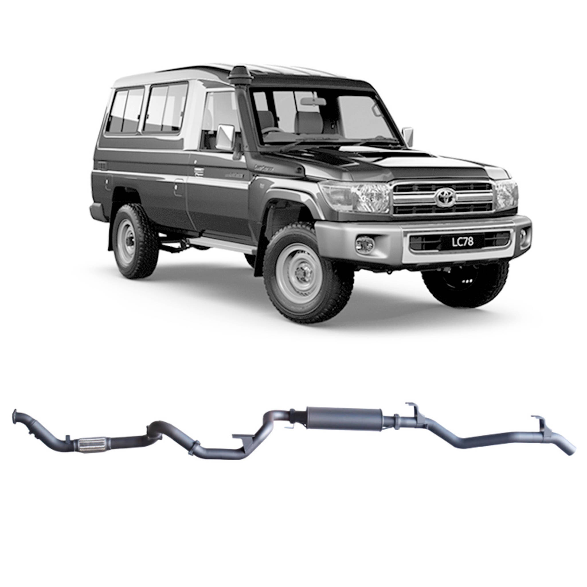 Redback Extreme Duty Exhaust suitable for Toyota Landcruiser 78 Series Troop Carrier (03/2007 - 10/2016)