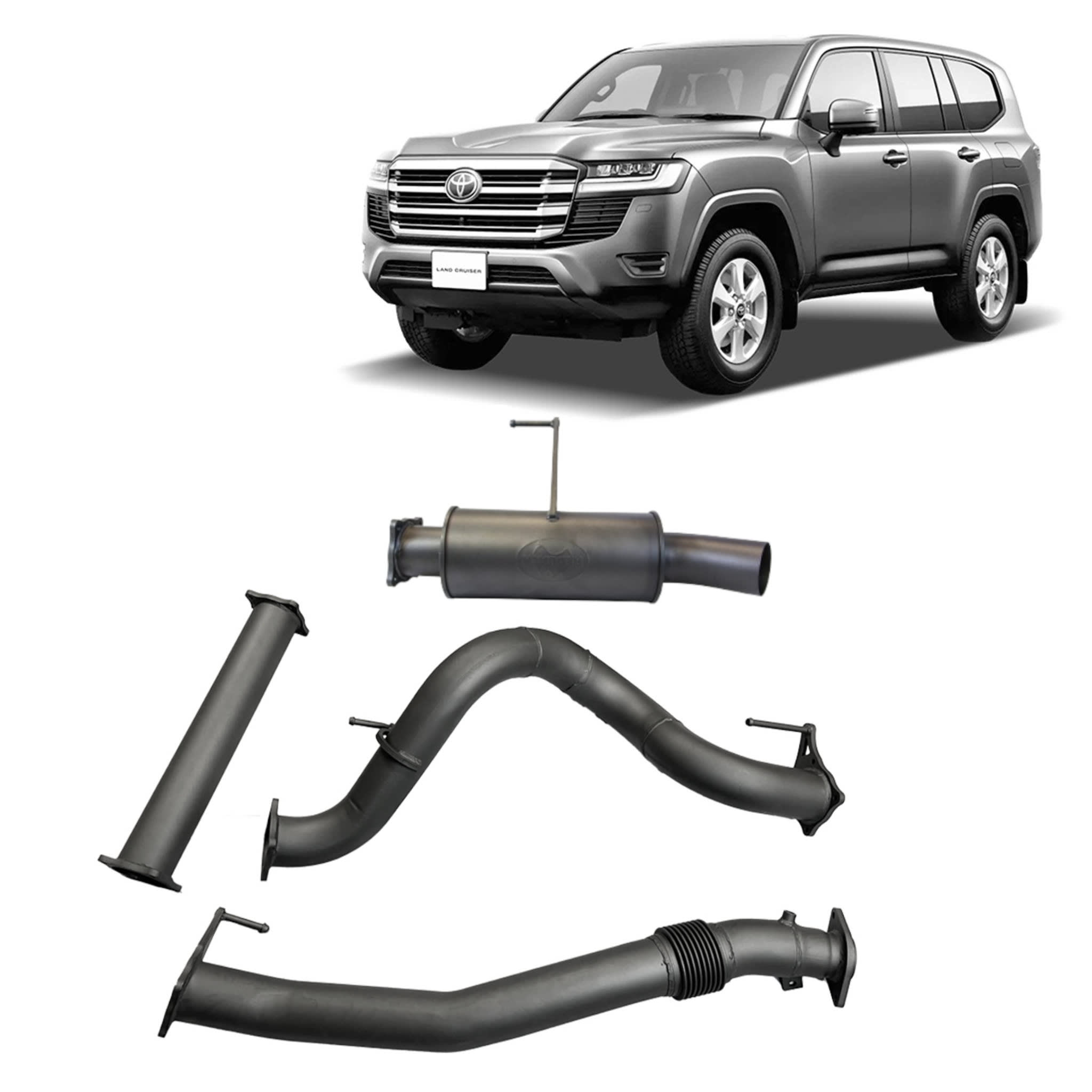 3.5" DPF Back Exhaust suitable for Toyota Landcruiser 300 Series Wagon / SUV with Muffler