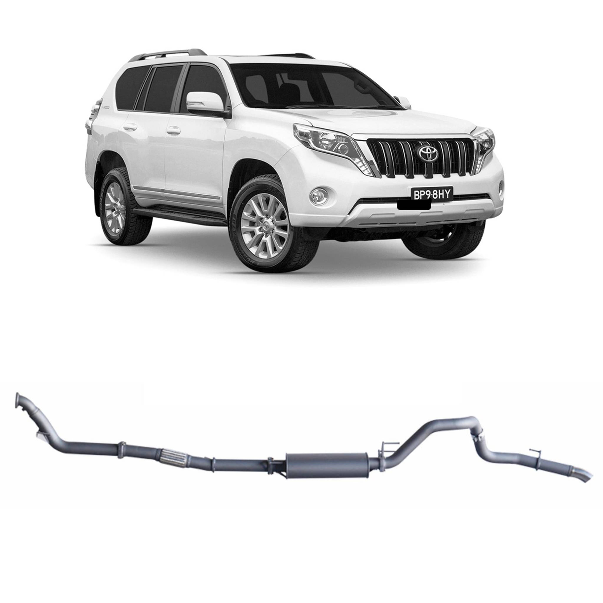 Redback Extreme Duty Exhaust suitable for Toyota Prado 120/150 Series 1KD-FTV (11/2006 - 07/2015)
